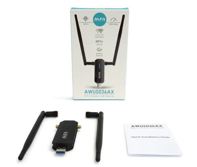 Wifi 6 802 11ax 2 x 2 dual band 2 4 ghz and 5 ghz usb adapter