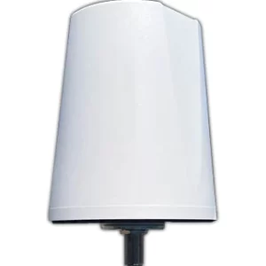 Image shows outdoor antenna with round plastic cover