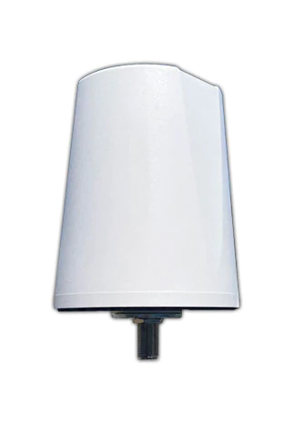 Image shows outdoor antenna with round plastic cover